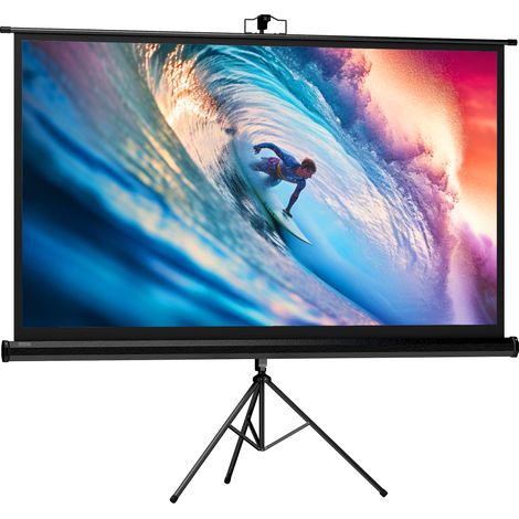Telo per Proiettore Pieghevole da 84" con Treppiede Regolabile 200x8x118 cm in Plastica e Metallo Nero (1/5)