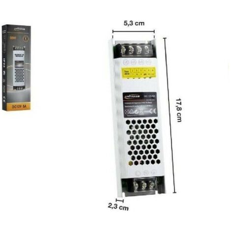 Transformateur mince stabilisé 12 V CC 5 A 60 W pour rubans LED S-12v-60w (1/4)