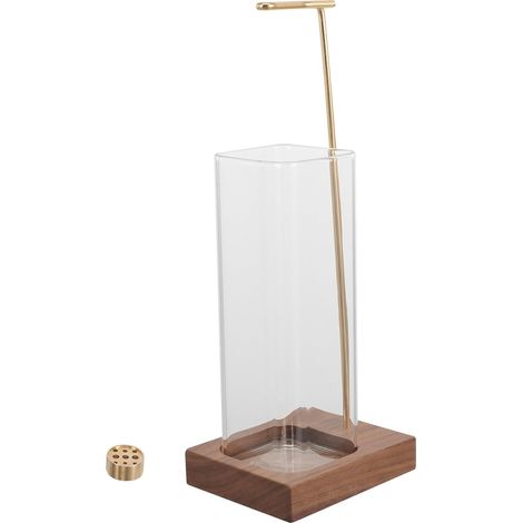 Porte-Parfum pour Bâtonnets en Verre, Bois et Laiton Doré, Carré, Facile à Nettoyer et Portable, Accessoire Élégant pour Décoration Intérieure (1/5)