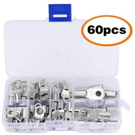 Boulon de trou de cosse électrique, 60 pièces, connecteur en cuivre étamé série SC6-25, sertissage/soudure adapté pour câble de 6m㎡8m㎡10m㎡16m㎡25m㎡