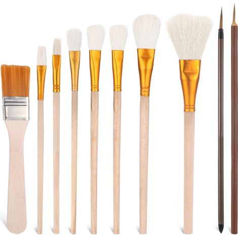 Lot de 10 pinceaux, technique de serviette, pinceaux en céramique, pinceau doux pour sceller le plâtre, les pinceaux à glaçage, les poteries en céramique, pour glaçure, argile, poterie, argile (1/5)