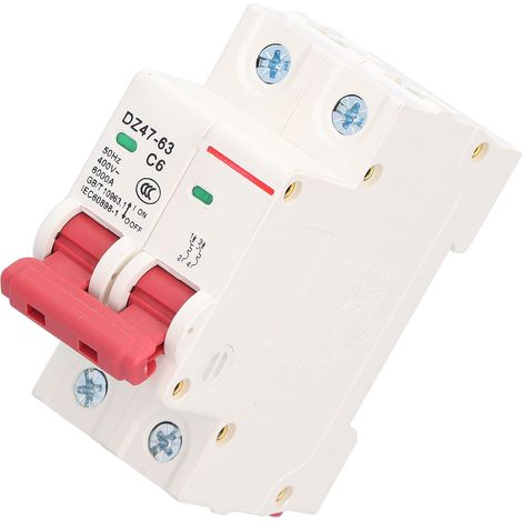 Disjoncteur miniature 2P avec fenêtre de visualisation ergonomique, protection contre les surcharges 6A