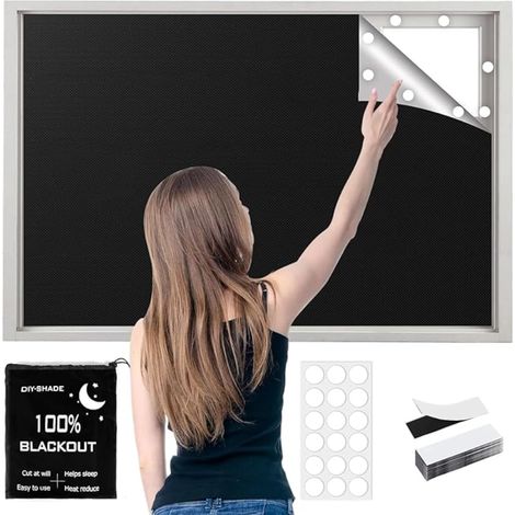 Stores Occultants à Coller Tissu Oxford 420D Occultant Fenêtre Film Occultant Portable Chambre à Coucher à Découper à n'importe Quelle Taille 100 x 148cm (1/5)