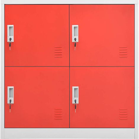 vidaXL Armario taquilla de acero gris claro y rojo 90x45x92,5 cm (1/2)