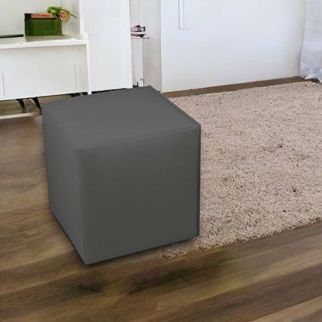 Dmora - Puf Accumoli, Sillón multiusos, Puf, Puf reposapiés, Made in Italy, 40x40 h42 cm, Gris oscuro (1/4)