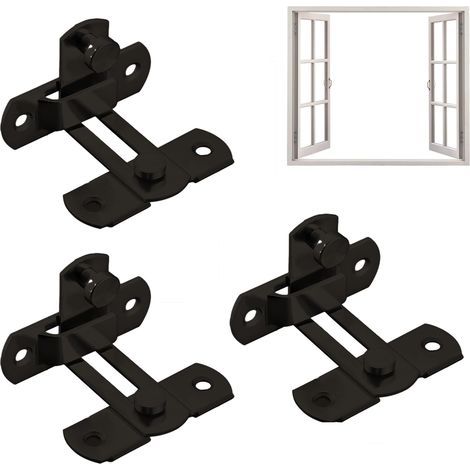 Verrou de porte coulissante en acier inoxydable,Verrou de porte de grange à angle droit, loquet de porte de grange robuste, boulon avec vis pour fenêtre, armoire à vin, cages pour animaux(noir) (1/5)