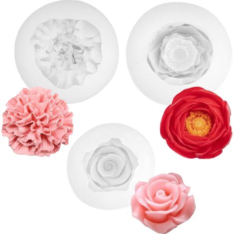3-Piece Rose-Shaped Silicone Candle Mold (1/5)