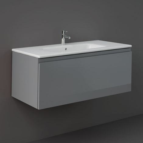 RAK Joy Uno Urban Grey 1000mm Wall Hung Single Drawer Vanity Unit - UNOWH100UGY (1/4)