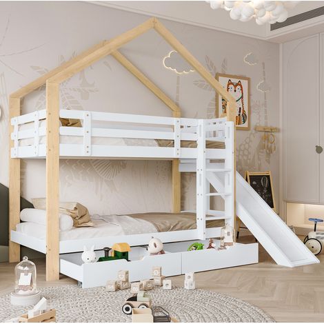 Bett Etagenbett Stauraum 90x200 Massivholz OKMYHOME (1/5)