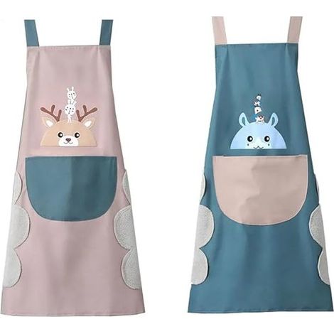 2 Pièces Tablier de Cuisine Femme, Tablier Imperméable et Résistant à l'Huile,Tablier Personnalisé Femme Tablier Cuisine Femme Réglable Tablier Femme de Menage pour Cuisine Familial Restaurant Café (1/5)