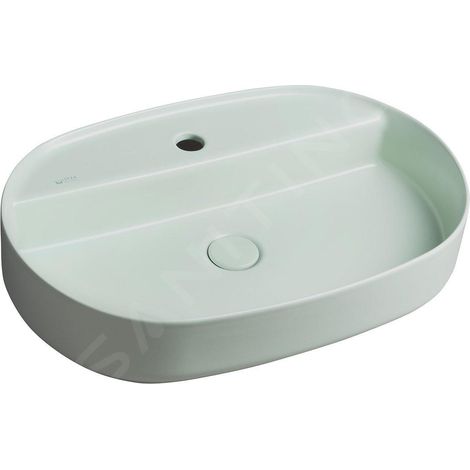Sapho Isvea - Lavabo à poser 60x40 cm, trou pour robinet, vert menthe 10NF65060-2T (1/5)
