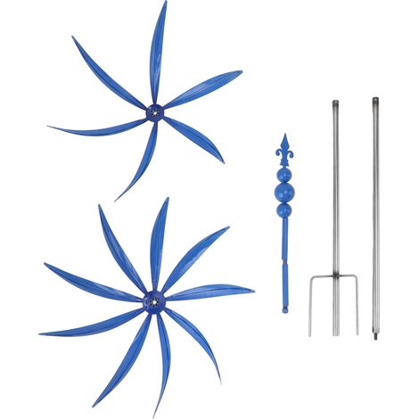 Moulin à vent en fer forgé pour jardin, rotation à 360°, décoration extérieure bleue pour pelouse et jardin. (1/5)