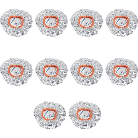 10 pièces Bonnets de Traitement Capillaire en Aluminium Thermorégulé pour Soin Profond Argenté (1/5)