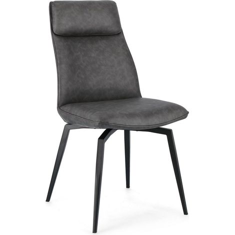 Sedia Lawrence con gambe in acciaio verniciato a polvere epossidica, per arredo interno 48 x 64 x h 92 cm -Antracite / Confezione da 2 pezzi (1/5)
