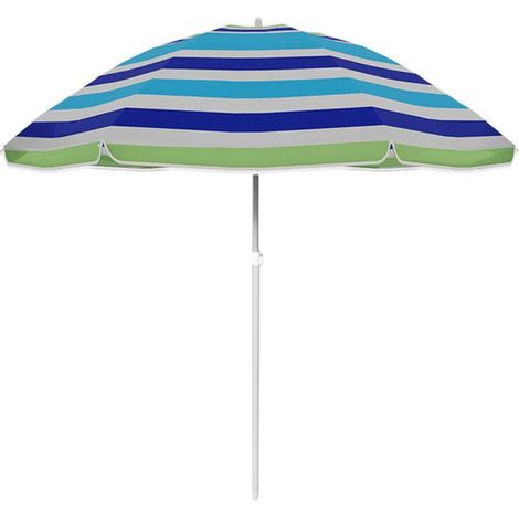 Marbueno Sombrilla Nylon Acero Con Funda Rayas Azules y Verdes 160 cm Jardín Piscina y Playa
