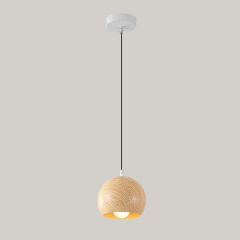 Suspension en grain de bois de transfert d’eau, lampe suspendue sphérique en métal, luminaire E27, lampes à suspension de chevet à tête unique, lustre design globe, lampes à gouttes minimalistes moder (1/5)