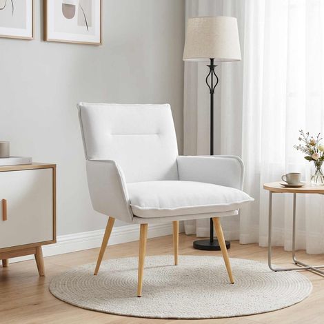 vidaXL Fauteuil Blanc Tissu (1/5)