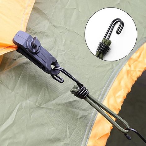 Corde elastiche con ganci,Corda corta ed elastica per tende,Ganci corti in corda elastica,Corda per fissare teloni,6 pezzi (1/4)