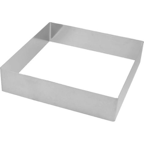 Moule à mousse carré en acier inoxydable, cercle à gâteau, emporte-pièce pour mousse, moule à gâteau, cercle à dessert, moule à pâtisserie, outil de cuisson (argenté 22 cm) (1/5)