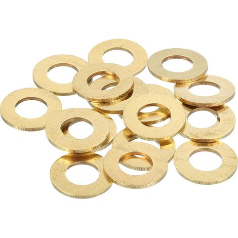 28Pcs Rondelle Métal Plate Laiton, Kit Rondelles M10 Cuivre Rondelles Écraseuses Assortiment, 10mm ID, 20mm OD, 1.5mm Épaisseur pour Boulons Vis Réparation, Construction (1/5)