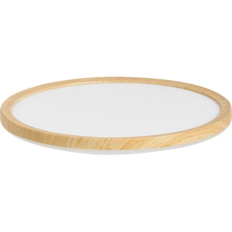 LED Ceiling Light Light Brown Synthetic Round LED Panel Light Flush Ceiling Mount Light with Remote VELORA (1/5)