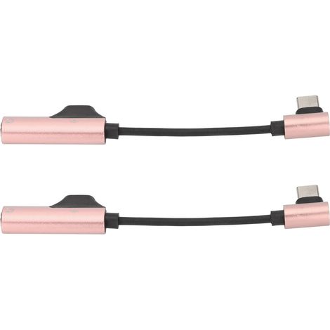 2Pcs Adaptateur USB-C vers Jack 3.5mm Souple pour iPhone, iPad, Samsung, Huawei - Rose