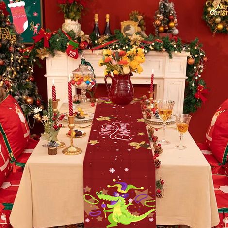 Nappe de Noël, chemin de table de Noël, nappe élément dragon, décoration de vacances table basse table basse 180×35 cm nappe de table basse festive (1/4)