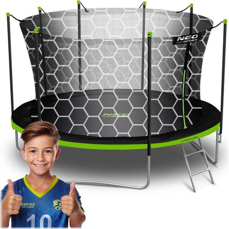 Trampolín de jardín de 435 cm con red interior y escalera Neo-Sport
