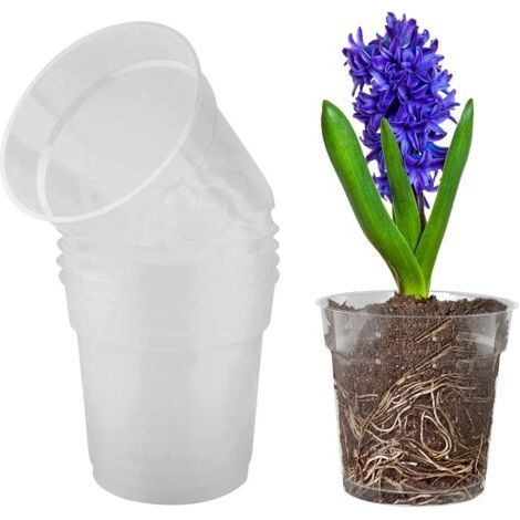 BUNTHAUS 5 Pièces Pot de Fleurs Plastique Transparent Pot à Orchidée avec Trous de Drainage pour Balcon Intérieur, Bureau, Extérieur (1/4)