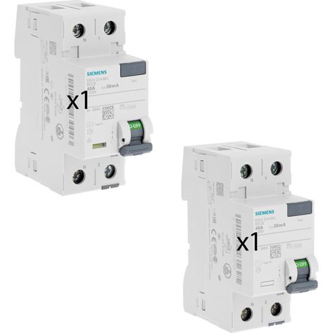SIEMENS Lot de 2 interrupteurs différentiels 30 mA – 40A Type A + 40A Type AC – CE / NF (1/5)