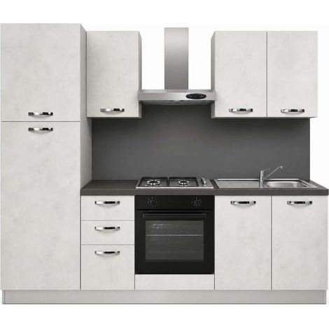 Cucina lineare 255 cm Stone Bianco con elettrodomestici Beko Norah (1/5)