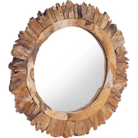 Miroir mural vintage Miroir mural pour Maison,salon,Chambre 60 cm Teck Rond -60083 (1/5)