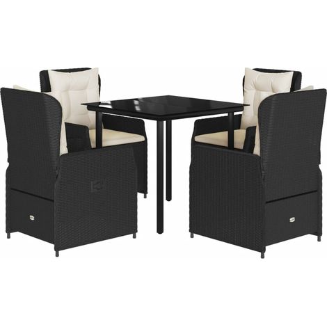 Set de muebles jardín 5 pzas con cojines ratán sintético negro vidaXL (1/5)