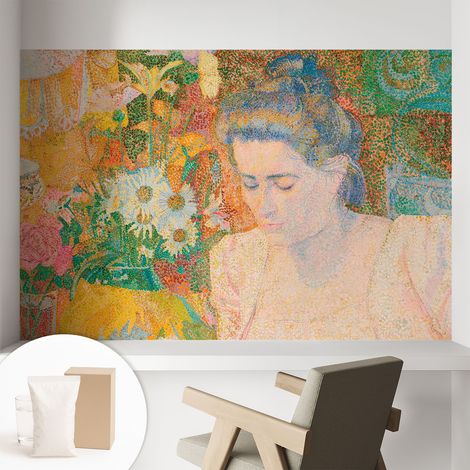 Papier peint intissé mural avec imprimé motifs uniques apparence moderne - Colle incluse gratuite Portrait floral 104x70 cm (1/5)