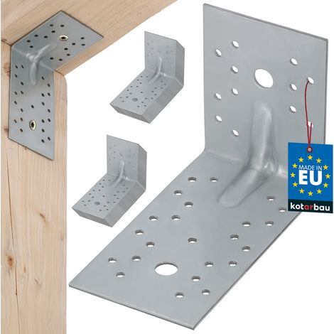 KOTARBAU® Winkelverbinder für Zimmererarbeiten aus Stahl mit Prägung, Edelstahl 100x150x80 mm - Set mit 25 Stück.