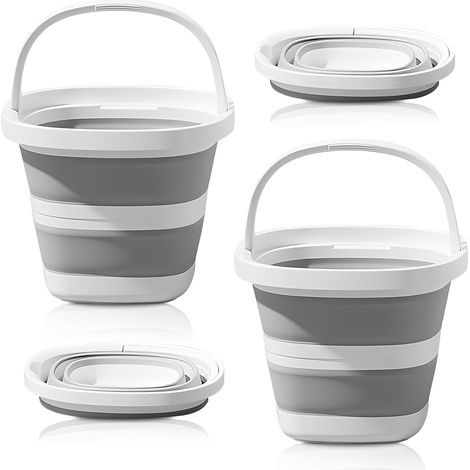 Lot de 2 seaux pliables de 5 l - En plastique - Pour l'extérieur, la pêche, le sable, le camping et les voyages (1/5)