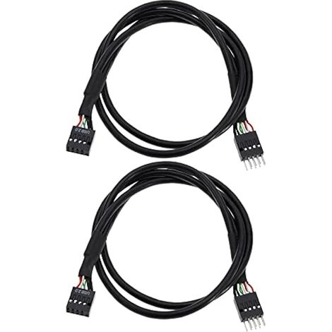Câble d'extension USB 2.0 2 pièces, connecteur interne 9 broches mâle vers femelle 51,5 cm pour carte mère (1/5)