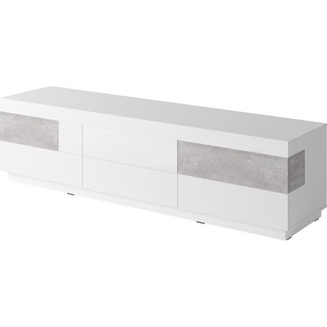 TV-Möbel XL Design 200cm Kollektion KILES. Farbe Weiß und Grau.