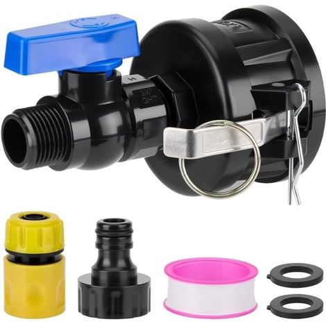 IBC-Container-Schlauchadapter-Set, 2-Zoll-Nockenverschluss mit 3/4-Zoll-GHT-Anschlüssen, Hochleistungs-Kugelhahn für Gartenschlauchanschluss, auslaufsicheres Design für den Einsatz im Garten.
