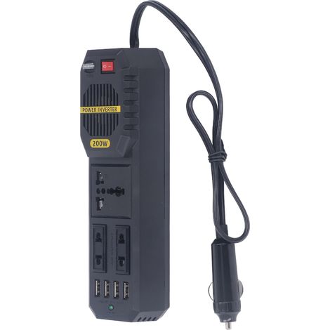Onduleur de voiture 200W 12V vers 220V convertisseur adaptateur sinusoidal modifié PWM avec ports USB 4.1A (1/5)