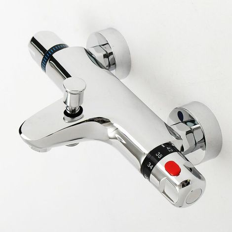 Thermostatic Shower Mixer Tap Bathroom Wall Valve Solid Chromed Brass (1/4)