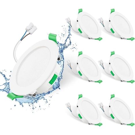 Spot LED encastrable, 230 V, 7 W, à intensité variable, 68 mm, IP44 Spots encastrés pour salle de bain, cuisine, 3000 K / 4000 K / 6500 K Spots encastrés, ronds blancs, lot de 6 (1/5)
