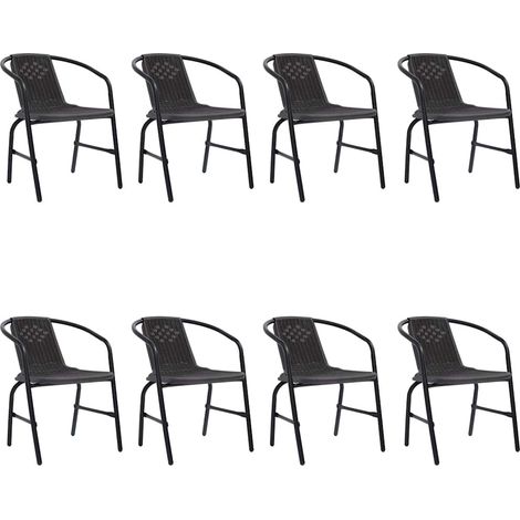 Gartenstühle 8 Stk. Rattan-Optik Kunststoff und Stahl 110 kg (1/5)