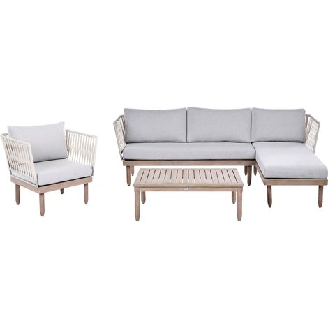 Set Lounge da Esterno con Angolo Sinistro Poltrona Tavolino in Legno di Acacia Marrone e Grigio Cremona (1/5)
