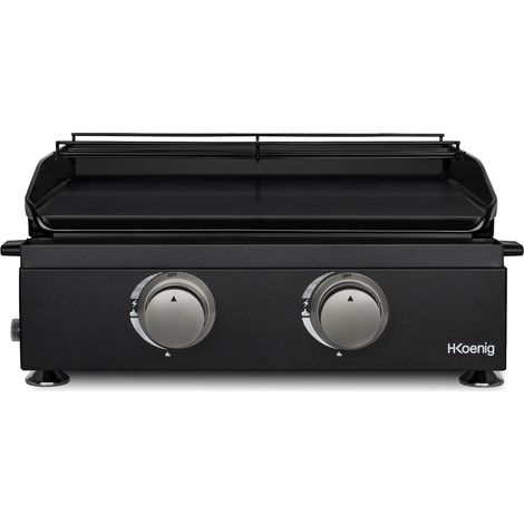 H.KOENIG PLX1022 - Plancha 2 brûleurs U noire fonte émaillée (1/5)