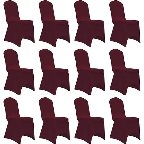 vidaXL Housses élastiques de chaise Bordeaux 12 pcs (1/5)
