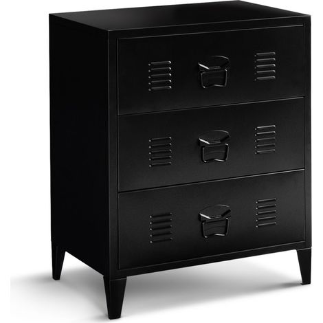 ESTER Cassettiera a 3 cassetti in metallo nero da 60 cm, design industriale (1/5)