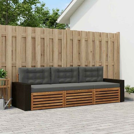 vidaXL  Outdoor Sofa Set  3 pcs Natural and Anthracite Polyester