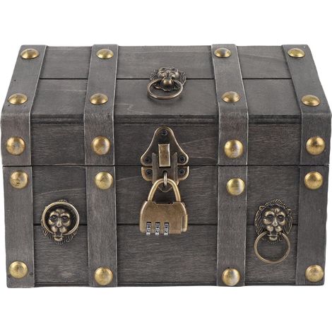 Boîte de Rangement de Bijoux en Bois Vintage avec Couvercle à Charnière Verrouillage par Mot de Passe Organisateur de Bijoux en Bois Composite et Alliage pour Bagues Boucles d'oreilles (1/5)