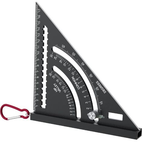 in 1 Carpenter Square, Aluminum 180mm Carpenter Squares, Multifunction Scribing Marking Gauge, 0-90° Protractor, with Hook, Pencil Storage, Plumb Function (1/5)